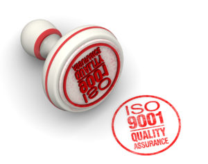 Iso 9001 certification; Quality Assurance. Round stamp.